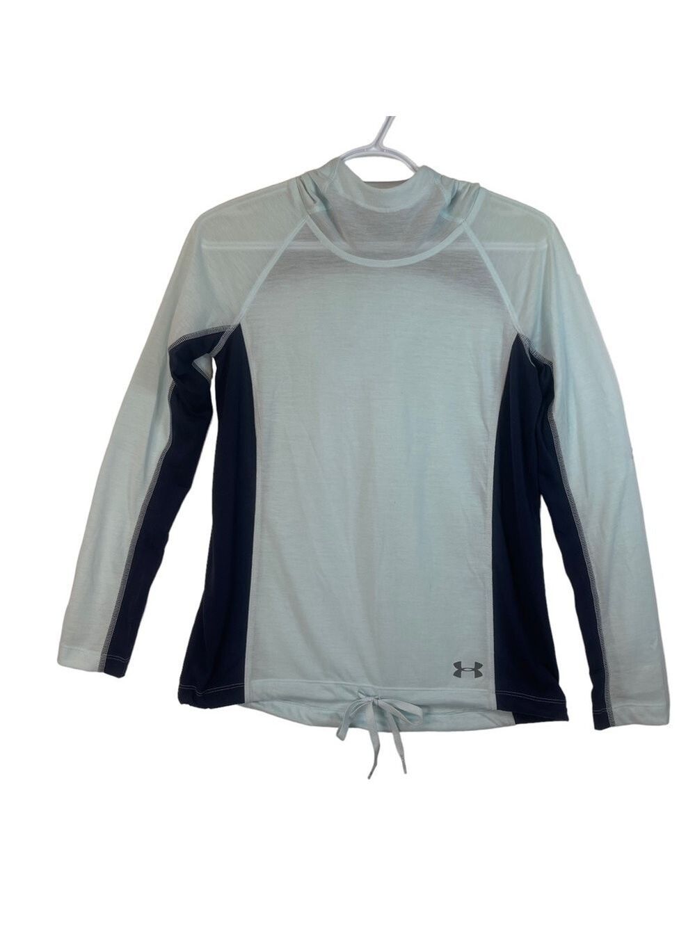 Under Armour Heat Gear Blue Turquoise Long Sleeved Lightweight Hooded Pu…